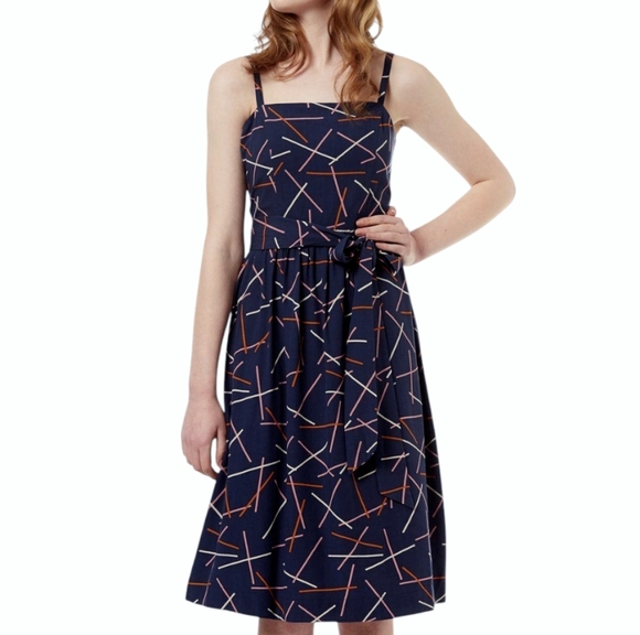 Princess Highway Miranda Dress Strappy Full Skirt Black Geometric Women's 8 - Picture 1 of 13